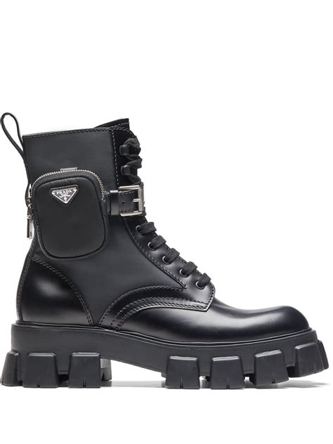 botas negras prada|prada combat boots with pouches.